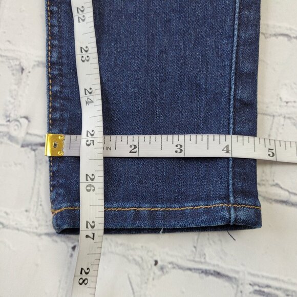 7 for all mankind woman’s dark blue distressed ankle ginevere jeans size 26 - Picture 3 of 12
